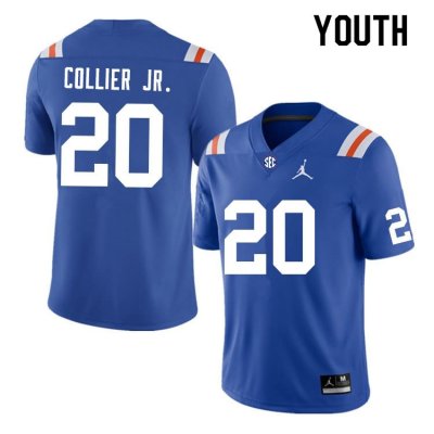 Youth Florida Gators #20 Corey Collier Jr. NCAA Nike Blue Throwback Authentic Stitched College Football Jersey LDS2262QU